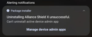 Alliance Shield X Knox licensed disabled by Samsung, no more app